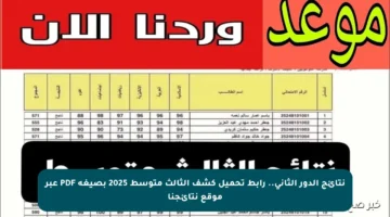 نتائج الدور الثاني.. رابط تحميل كشف الثالث متوسط 2025 بصيغة PDF عبر موقع نتائجنا